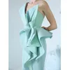 Aziosta 2019 Syrenka Suknia Wieczorowa Jedno ramię Haft Ruffles Ruched Party Dress Glamorous Dubai Moda Długość Prom Dress