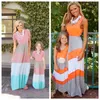 Mommy And Me Dress Family Matching Clothes Mother And Daughter Dresses Family Look Kids Parent Children Patchwork Stripe Dresses Outfits