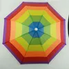 55 cm Regenbogen Regenschirm Hutkappe Klappende Frauen Männer Regenschirm Fischerei Wanderung Golf Beach Kopfbewegungen Hände Umbrella1297316