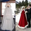 Brud vinter varm lång bröllopskåpa huva vit/elfenben faux päls cape ny