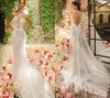 Elihav Sasson Mermaid Wedding Dresses Hollow Back Lace Appliques Sweep Train Illusion Boho Bridal Dress Slim Fit Plus Size Wedding Gowns