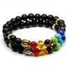 Natural Black Lava/Onyx/Hematite Stone Bead Charm Bracelets Women 7 Reiki Chakra Bracelet Healing Balance Bracelet For Men