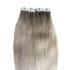 200G 80pcs Brazylijska ludzkie włosy popiołowe blond taśma w przedłużanie włosów Zastosuj klej na taśmach wątek ludzkie włosy Human Hair Extensions Grey Straigh4490326