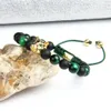 Men Panther CZ Bracelets inteiros 8mm de 8 mm naturais foscos de ágata verde tigre olho de pedra de leopardo jóias
