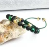 Homens Panther Cz Pulseiras Atacado 8mm Natural Ágata Verde Olho de Tigre Pedra Leopard Macrame Jóias