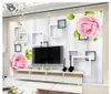 Groothandel-3D foto behang custom 3d muur muurschilderingen behang moderne mooie frame rose bloem wijnstok kunst achtergrond muur schilderij decoratie