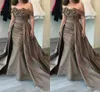 2020 Elegant plus size Mother of the Bride Dresses Off Shoulder Mermaid Lace Appliques Beads With Overskirts Long Formal Party Eve304V