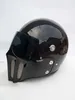 DOT MOTORCYCLE HELM FULL FACE VINTAGE MED Fiberglas ansiktsmask och svart visir för smutscykelcafé racer casco anpassad motocross 2657579