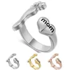 Corazón pie mamá amor anillo letra anillos abierto ajustable pie pata anillo moda joyería regalo para madre cumpleaños Drop Ship