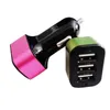 10pcs/lot Wholesale 3-port Aluminum Alloy USB Car Charger Adapter for Moblie Cell Phone Tablet PC Triple Ports USB Car Charger