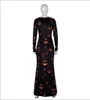 Women Pumpkin Printed Long Dresses Black Halloween Cosplay Party Women Casual Dresses