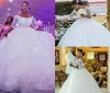 2018 Abiti da sposa africani taglie forti Abito da sposa con applicazioni floreali 3D con perline e spalle scoperte Abito da sposa country a maniche lunghe 3/4