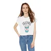 여성 자르기 탑 재미있는 인쇄 된 T 셔츠 면화 O 넥 짧은 소매 풀오버 친구 인쇄 여성의 여름 기본 티 1