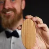 Praktisk Boar Hair Bristle Beard Mustasch Borste Militär Hård Rund Trähandtag Anti-statisk Peach Comb Frisörsverktyg för män