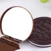 Cacao cookies make-up spiegel kleine schattige zak draagbare gevouwen chocolade plastic cosmetische hulpmiddelen ronde compacte ijdelheidspiegels met kam