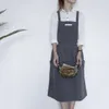 Pleated Skirt Design Apron Simple Washed Cotton Uniform Aprons for Woman Lady's Kitchen Cooking Gardening Coffee Shop301w