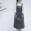 Pleated Skirt Design Apron Simple Washed Cotton Uniform Aprons for Woman Lady's Kitchen Cooking Gardening Coffee Shop282L