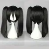 Black Straight Medium Pigtail Ponytail Dames Cosplay Anime Hair Pruik Pruiken