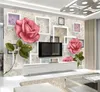 3D Рельефные розы Фото обои HD Mural для гостиной стены рулонов бумаги Картина декора стены CustomAny Размер наклейки