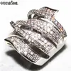 Vecalon Handmade Big Cross Ring 170pcs 5A Zircon Cz 925 Sterling Silver Engagement Wedding Band rings for women Bridal Gift