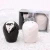 (100SETS = 200PCS) Novia y novio Cerámica Salero Pimentero Favores de la boda Favores de cerámica Favores de la boda Fiesta de compromiso