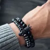 Natuur steen kraal kroon schedel klassieke stijl zirkoon mozaïek koperen charme accessoires armband