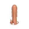 Vibrador Manga Pênis Reutilizável Atraso Manga Longa de Cristal Spike Dildos Vibrando Penis Mangas Sex Toys para Homens GM-139