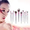 10Pcs/set Glitter Crystal Makeup Brushes Set Eye Shadow Concealer Eyelash Foundation Face Brush with Glitter Sequins Handle Makeup Brush Kit