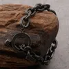 Bracciale Punk Cool 316 L in acciaio inossidabile titanio nero opaco per gioielli con ciondoli a mano da uomo KALEN