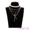 3 pièces fait à la main marron noir en cuir tour de cou élégant Simple longue corde Femme pièce faux tour de cou Colar collier pour les femmes A0784