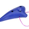 2 stuks van (12-gat Ocarina plastic alto c vaartuig fluit wind muziekinstrument legende met muziek score blauw)