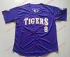 Custom LSU Tigers #8 Alex Bregman 10 Aaron Nola 17 D. J. DJ LeMahieu 5 Aaron Hill College Baseball Jerseys Purple Gold Yellow White6377454