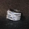 2018 Nouvelle Arrivée De Luxe Bijoux 925 En Argent Sterling Marque Desgin Blanc Topaze CZ Diamant Pierres Précieuses Femmes Mignon Bande De Mariage Doigt Anneau Cadeau