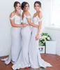 Delicate Satin Mermaid Bridesmaid Dresses Appliques Off Shoulder V-Neck Covered Button Wedding Guest Dress Sexy Sweep Train Party Prom Dress