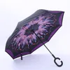 Parapluie Inversé Pliant 52 Styles Double Couche Inversé Longues Poignées Coupe-Vent Pluie Voiture Parapluies C Poignée ParapluiesT2I384