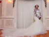 2018 африканские дешевые русалки свадебные платья драгоценные платья жемчужины шеи иллюзия кружева аппликации с длинными рукавами плюс размер часыel поезд тюль формальные свадебные платья