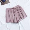 Vrouwelijke zomer 2 stuk trainingspak korte mouw t-shirt + wide poot broek shorts heldere zijde dames sets mode Koreaanse pak