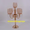 Elegante alto Casamentos Atacado Antigo candelabro de cristal de Ouro de Metal 5 braços Candelabros Centrais de mesa de casamento decoation best0279
