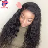 Partie latérale de haute qualité longue perruque brésilienne bouclée sans colle résistant à la chaleur synthétique dentelle avant perruque avec des cheveux de bébé pour l'africain américain5879921