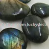 10Pcs Random Size Irregular Polished Therapy Energy Iridescent Natural Labradorite Palm Stones Pebble Gray Moonstone Blue Flash Worry Stone