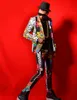 Men's Suits Flowers Printing Jacket Trousers 2 Piece Sets Tide Male Singer Nightclub Stage Outfit Star Dancer Hip Hop Rock Show DS Costumes