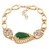 groene edelsteen bruiloft sieraden sets diamant kristal ketting armband oorbel ring 18k verguld 4699694