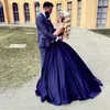 Abito da sera lungo blu navy semplice abito da ballo sweetheart lunghi abiti da festa in raso 2019 abiti da ballo formale senza maniche