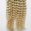 I Tip Hair extensions 613 blonde Keratin Capsules Human Fusion Hair Kinky Curly Machine Made Remy Pre Bonded Hair Extension 200g 200s