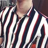 2017 rayure coton décontracté hommes Cool mode lin rayé chemise lin mâle Slim Fit chemises 7 minutes manches affaires sociales