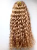 Brazylijski Dziewiczy Remy Kręcone Włosy Wątek Clip In Human Extensions Ciemny blond 270 # Kolor 9 sztuk/zestaw