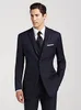 Qualitäts-Knopf-Marineblau-Bräutigam-Smoking-Kerbe Revers Groomsmen-bester Mann kleidet Mens-Hochzeits-Anzüge an (Jacke + Pants + Vest + Tie) NR .: 1116