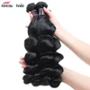 Ishow Brazilian Loose & Waterwave Human Hair Bundles With Closure Peruvian Unprocessed Virgin Weaves Extensions for Women All Ages Natural Color