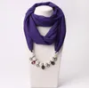 Pendant Scarf Necklace Pearls Necklaces For Women Chiffon Scarves Pendant Jewelry Wrap Foulard Female Accessories GA370