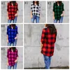 Kvinnor Plaid Shirts Casual Stickad Blus Armband Ärmhoppar Poncho Designer Ytterkläder Tröja Patchwork Coat V-Coller Kläder YL658